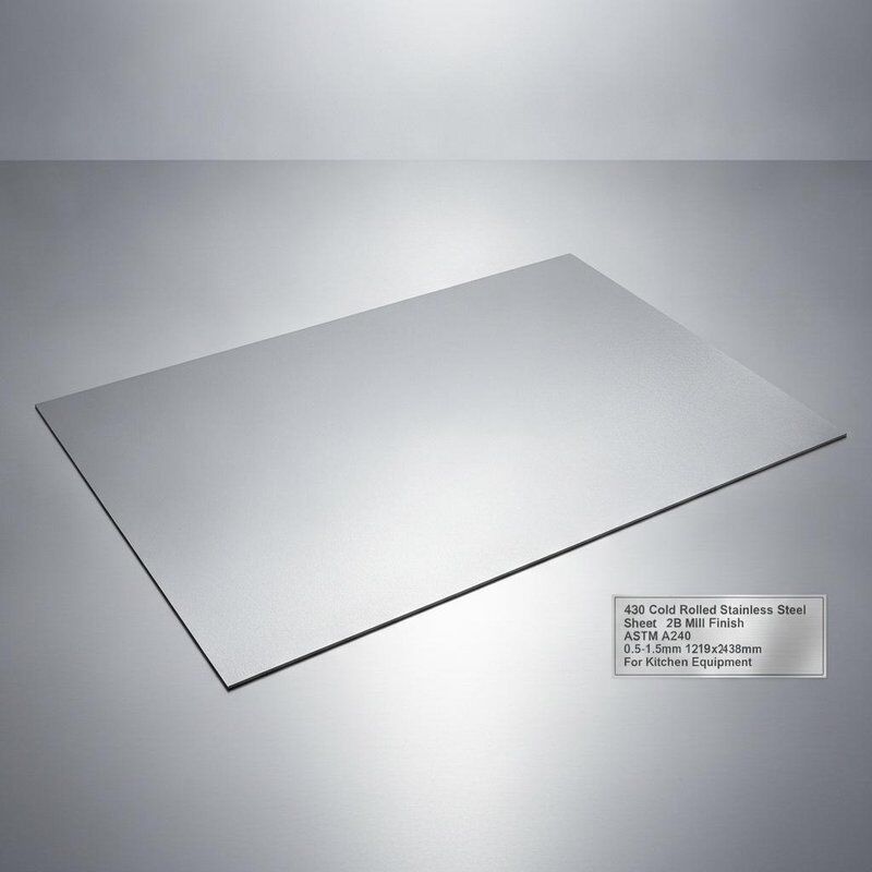 430 Roestvrij staalplaat met 2B-molenafwerking 0,5-1,5 mm Dikte en 1219x2438 mm Grootte voor keukenapparatuur